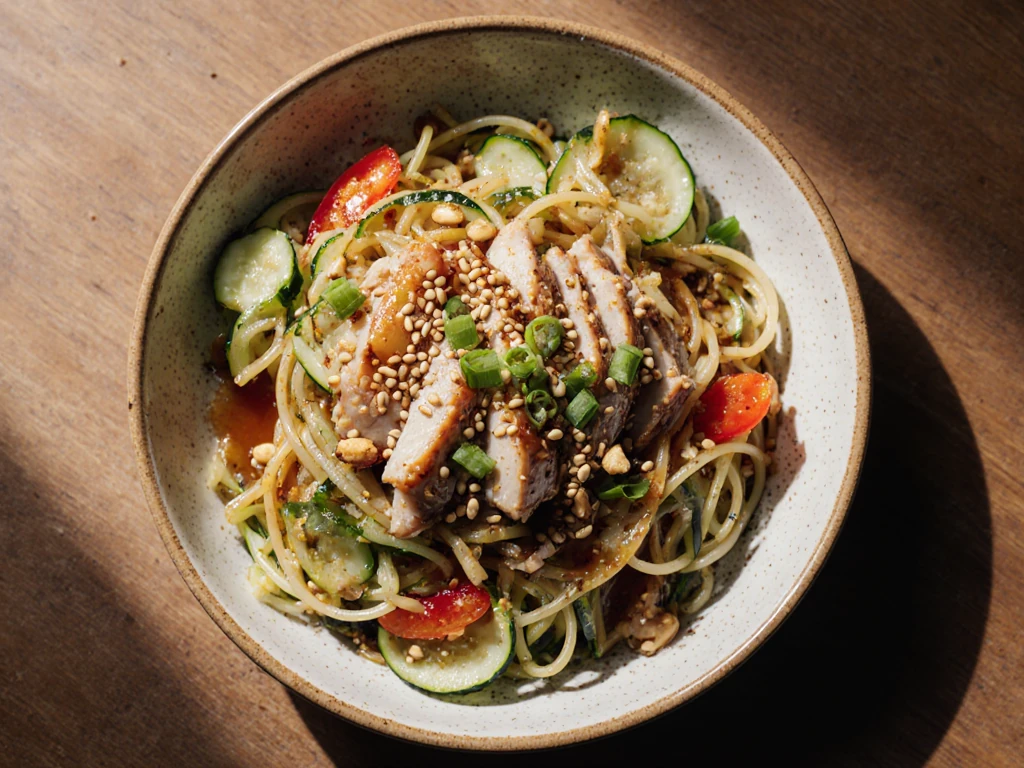 Sesame Cucumber Noodle Salad with Chicken